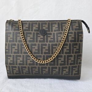 Auth Fendi Zucca FF Monogram Clutch Bag